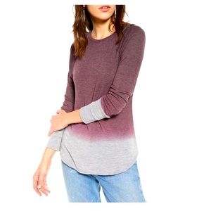 TREASURE & BOND
Curved Hem Tee In Burgundy Stem Ombre